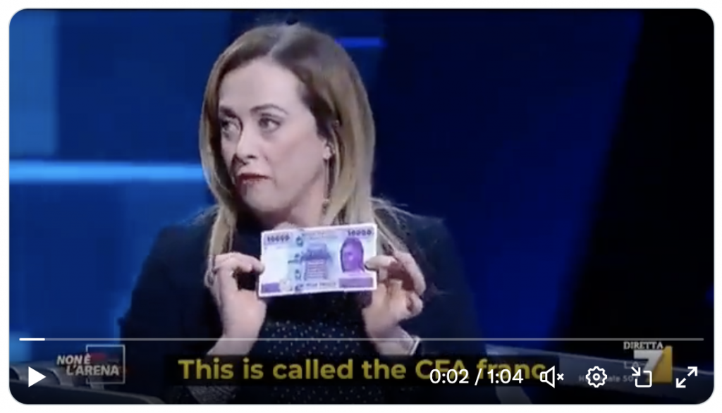 Contextualizando: Meloni y el franco CFA